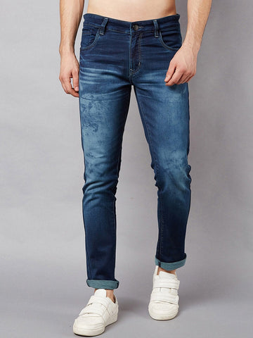Men Blue Slim Fit Mid-Rise Clean Look Stretchable Jeans