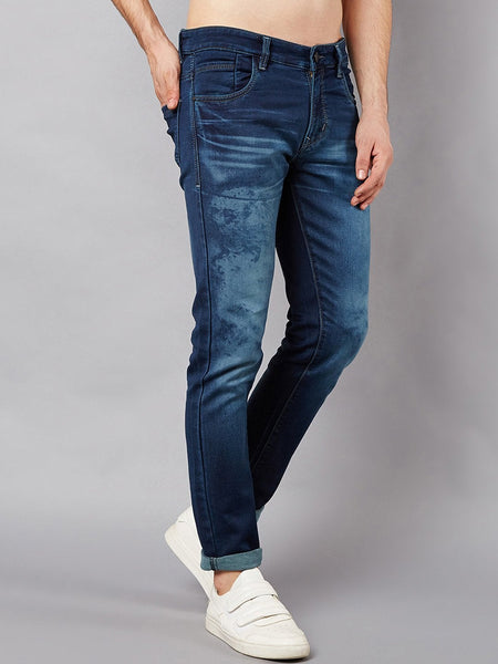 Men Blue Slim Fit Mid-Rise Clean Look Stretchable Jeans
