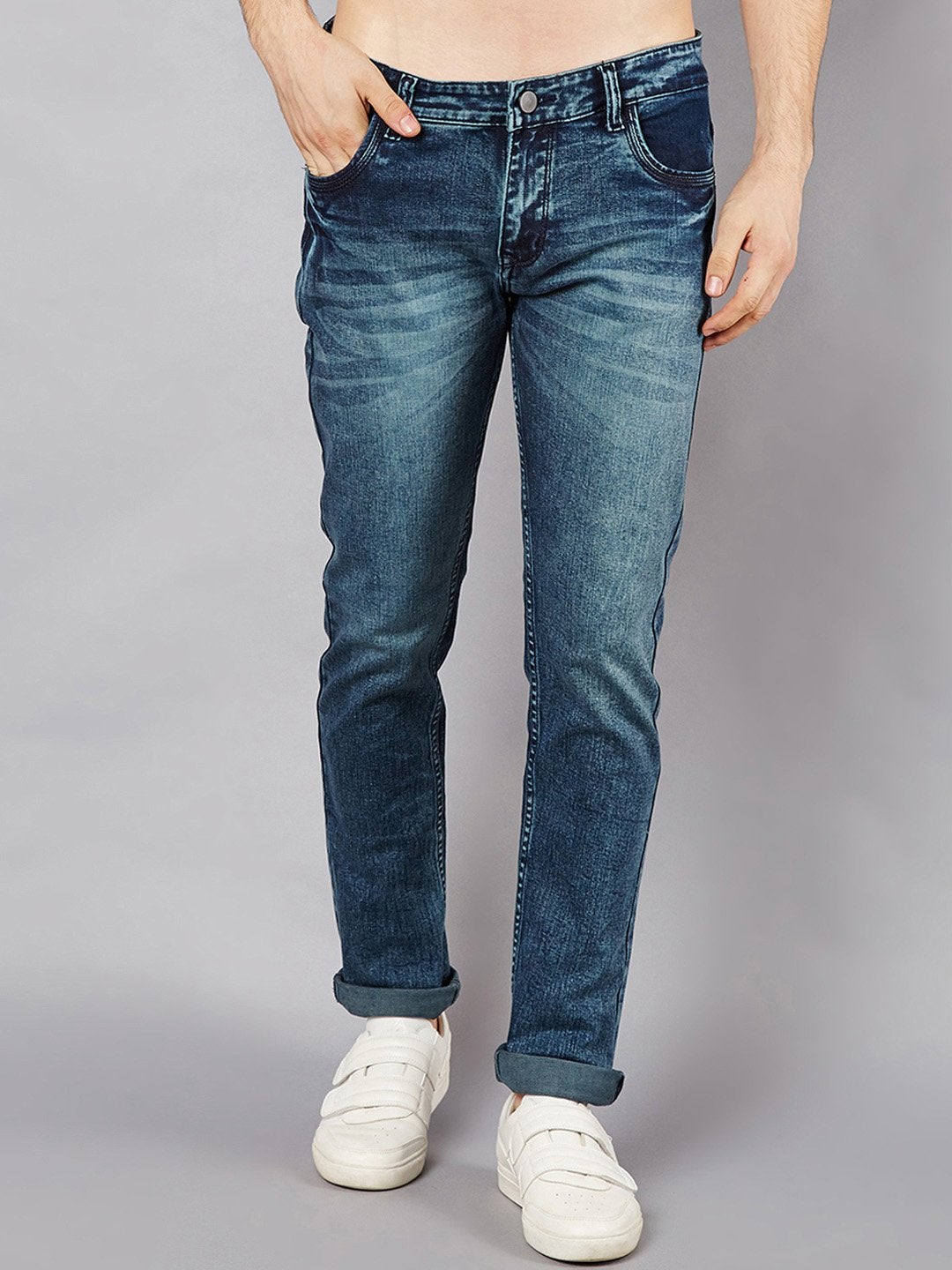 Men Blue Slim Fit Mid-Rise Clean Look Stretchable Jeans