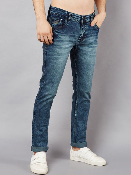 Men Blue Slim Fit Mid-Rise Clean Look Stretchable Jeans