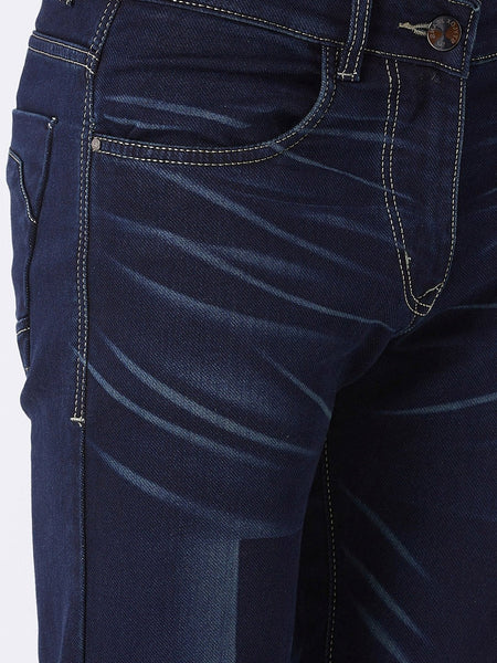 Men Blue Slim Fit Mid-Rise Laser Washed Clean Look Stretchable Jeans