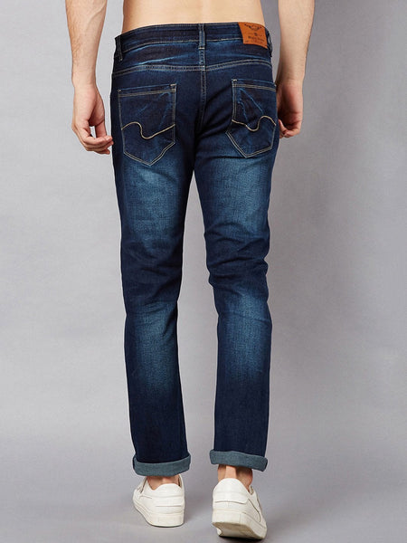 Men Navy Blue Slim Fit Mid-Rise Mildly Distressed Stretchable Jeans