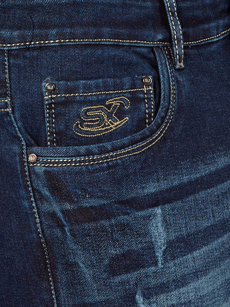 Men Navy Blue Slim Fit Mid-Rise Mildly Distressed Stretchable Jeans