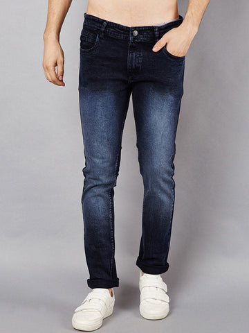 Men Navy Blue Slim Fit Mid-Rise Clean Look Stretchable Jeans