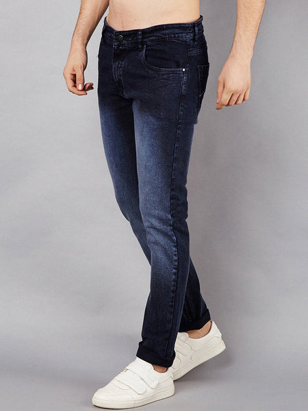 Men Navy Blue Slim Fit Mid-Rise Clean Look Stretchable Jeans