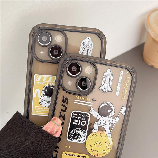 Astronaut Planet TPU Case Creative Invisible Stand Case for iPhone 11,12,13,13Pro,14,14Pro