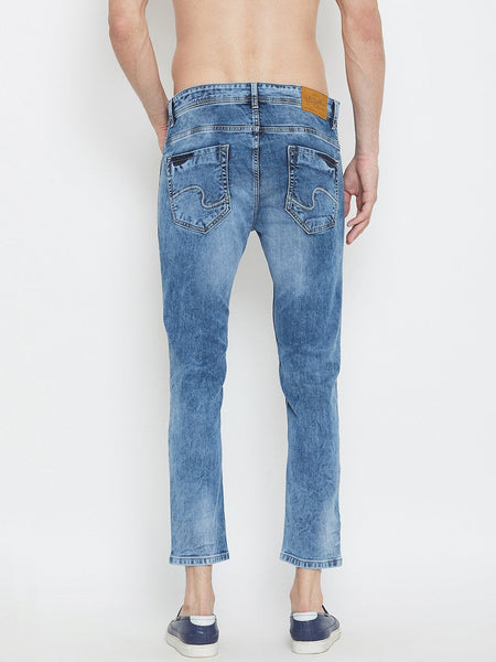Men Blue Slim Fit Distressed stretchable Jeans