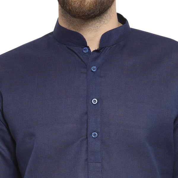 New Lenin Plain Kurta In Navy Blue By Luxury at Less