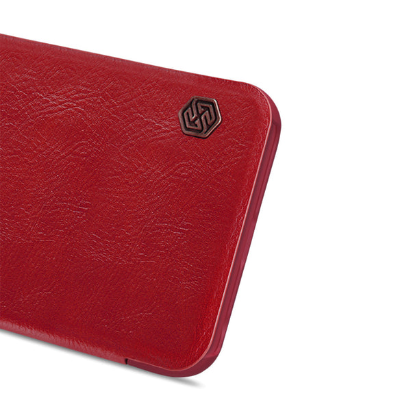 iPhone 12 ProMax Cherry Red Leather Mobile Case (Flip Cover)