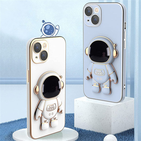Electroplated 3D Astronaut Folding Stand Case For iPhone 11, 12, 13 Series