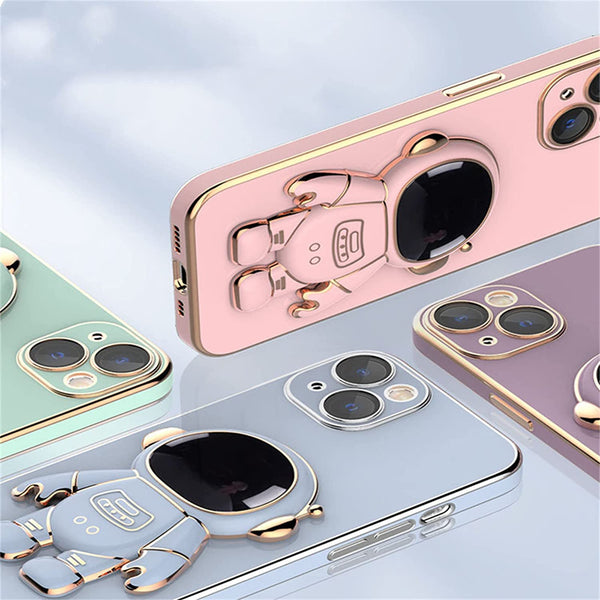 Electroplated 3D Astronaut Folding Stand Case For iPhone 11, 12, 13 Series