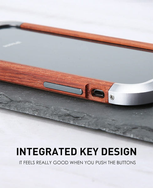 Real Wooden+Metal Frame Armor Case for iPhone 12 & 13 Series