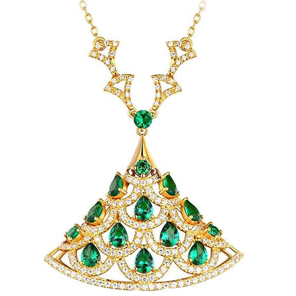 Luxury Gold  Emeralds Necklace