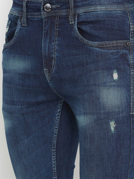 Men Blue Slim Fit Distressed stretchable Jeans