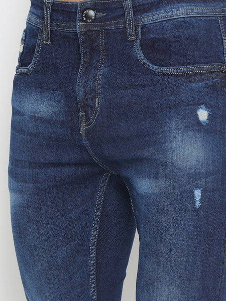 Men Blue Slim Fit Distressed stretchable Jeans