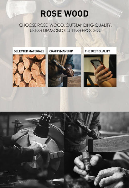 Real Wooden+Metal Frame Armor Case for iPhone 12 & 13 Series