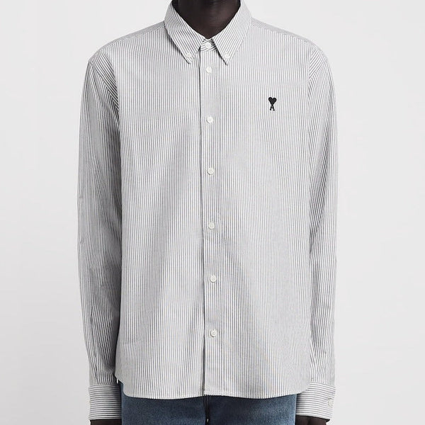 Luxury Black & White Striped Branded Shirt Smart Casual Classic