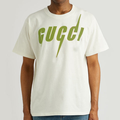 Branded  'Blade' Print  Drop Shoulder T-Shirt