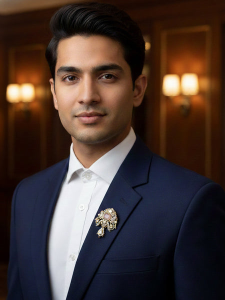 Victorian Moissanite Polki Brass Pendant – Victorina Double Golden Plating