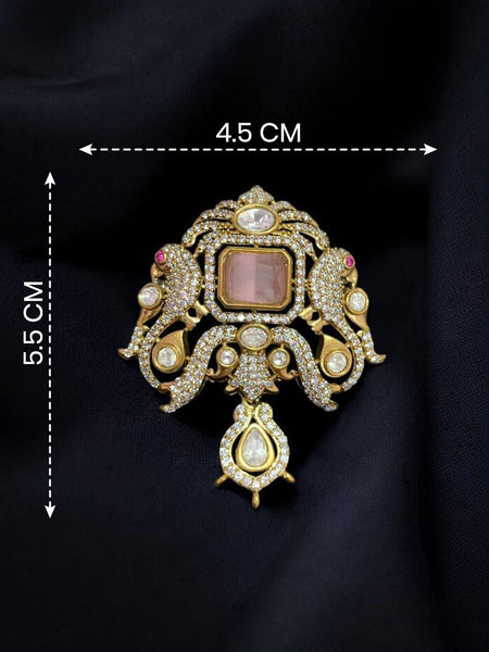 Victorian Moissanite Polki Brass Pendant – Victorina Double Golden Plating