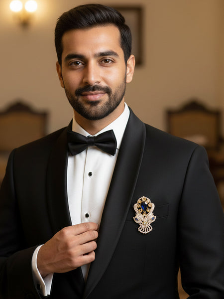 “Victorian Polish Blue Doublet Brooch with Moissanite Polki Work”