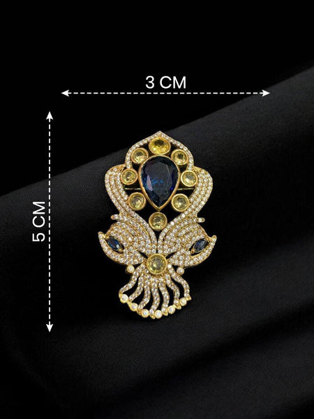“Victorian Polish Blue Doublet Brooch with Moissanite Polki Work”