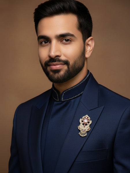 “Victorian Polish Pink Doublet Brooch with Moissanite Polki Work”