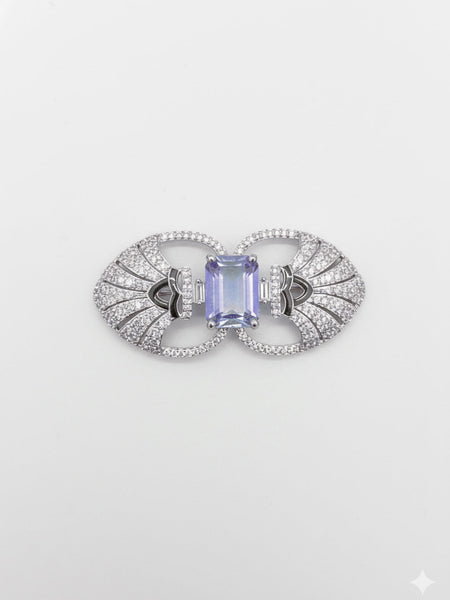 “Victorian Silver Polish Brooch with Lavender Doublet and Moissanite Polki”