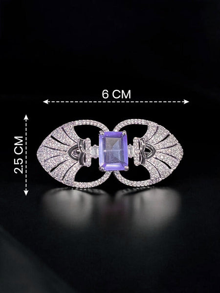 “Victorian Silver Polish Brooch with Lavender Doublet and Moissanite Polki”