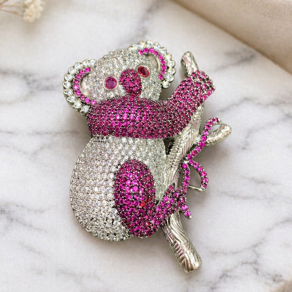 Cute Koala Crystal Brooch Pin Premium AD Stone Designer Brooch