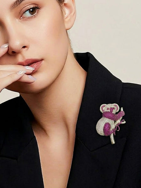 Cute Koala Crystal Brooch Pin Premium AD Stone Designer Brooch