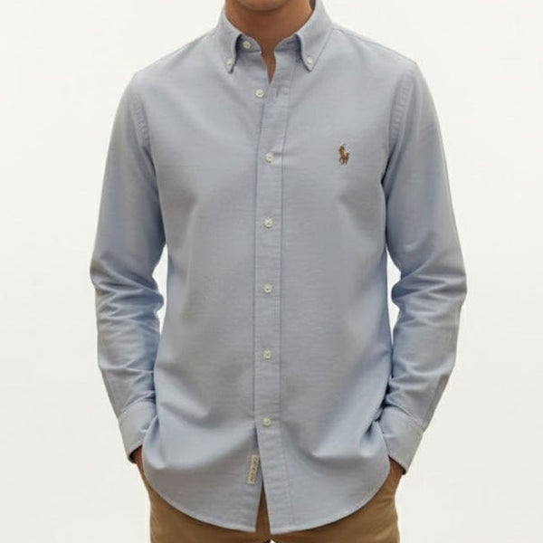 Classic Sky Blue Button-Down Cotton Shirt