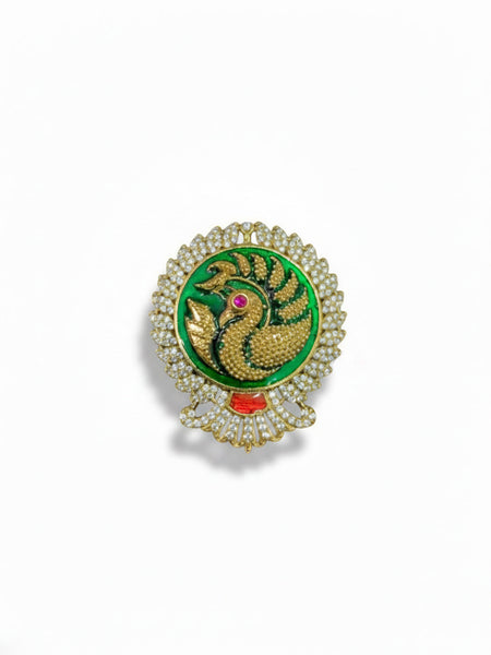 Victorian Polish Peacock Doublet Ring with Moissanite Polki