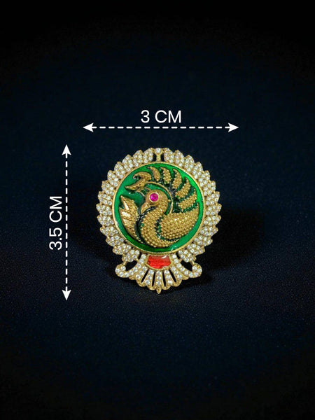 Victorian Polish Peacock Doublet Ring with Moissanite Polki