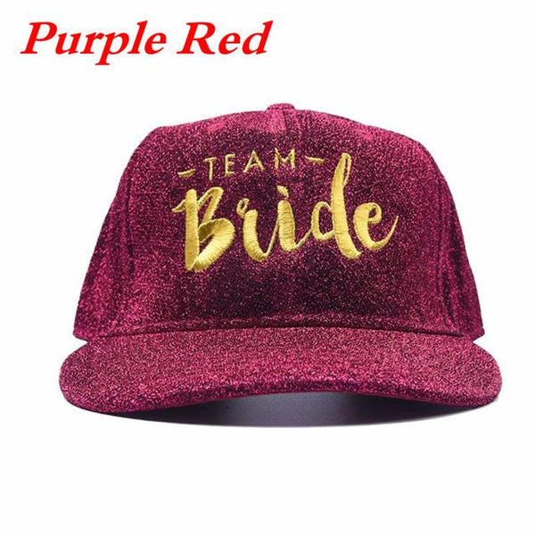 Adjustable Hip Hop Snapback Peak Hat Baseball Cap Women Summer Gold Letters Team Bride Embroidered Glitter Cloth