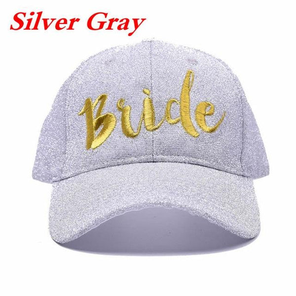 Adjustable Hip Hop Snapback Peak Hat Baseball Cap Women Summer Gold Letters Team Bride Embroidered Glitter Cloth