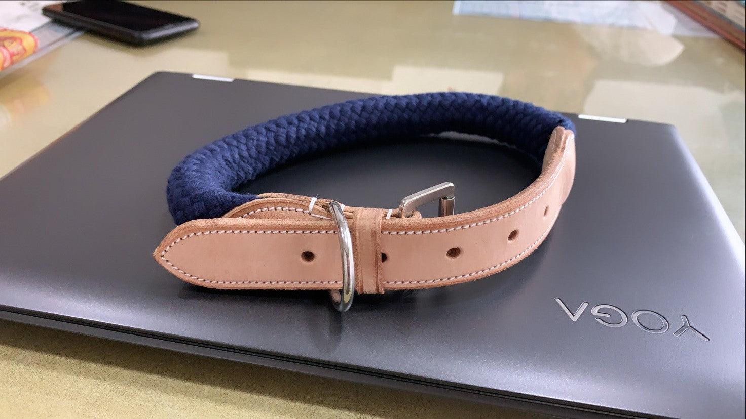 Amalfi Navy Premium Quality Dog Collar