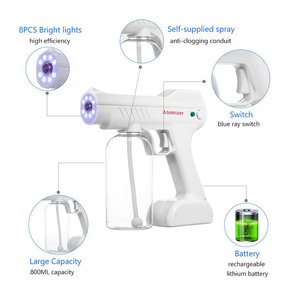Rechargeable Wireless Sanitizer Gun Ninth Generation Nano Blue Light Atomizer