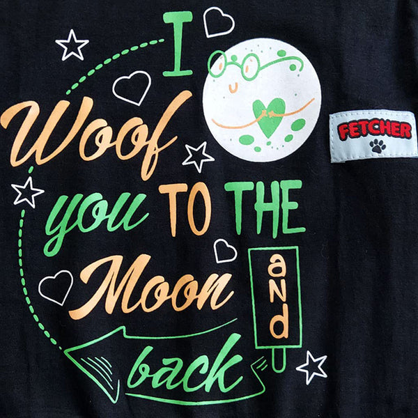 Black 'I Woof You to The Moon and Back' Premium Dog T-Shirt for Small Breeds