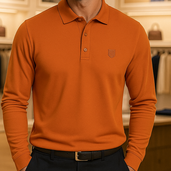 Elegant Long Sleeve Polo Shirt  Premium Smart Casual Wear