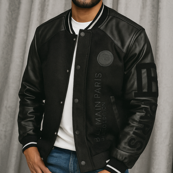 Limited Edition Varsity Jacket  Luxe Black Designer Statement