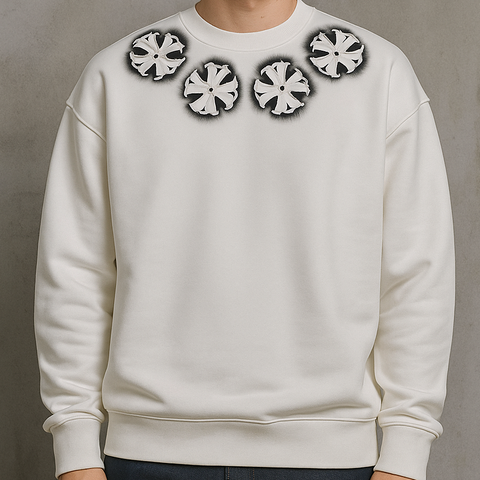 Cross Painting Beads Casual Round Sweatshirt