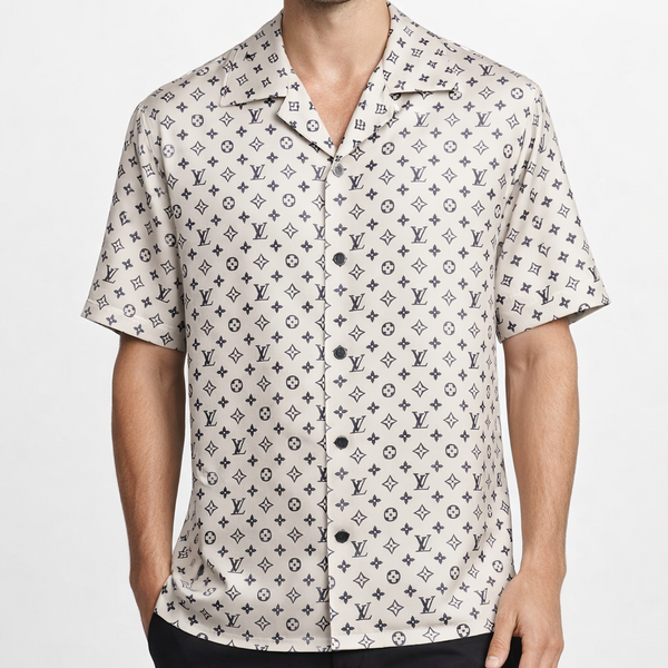 Premium White Monogram Casual Drop Shoulder Shirt