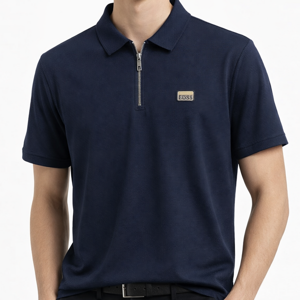 Premium Men’s Zip Polo T-Shirt Luxury Smart Casual Half Sleeve Tee
