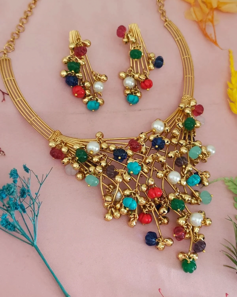 Premium Charm Multistone Necklace Set
