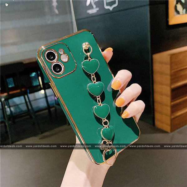 Love Heart Wrist Chain Silicone case for Samsung, OnePlus & Mi