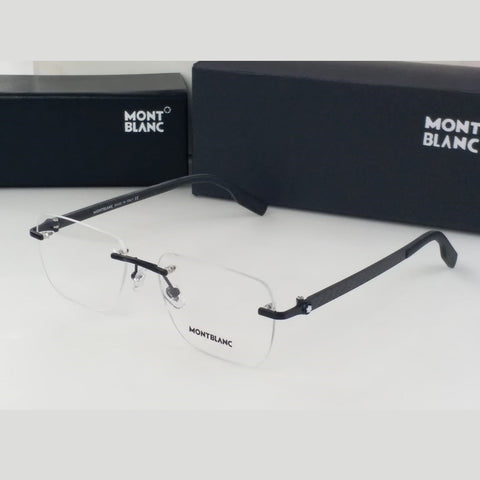 Sleek Black Rimless Glasses for Men and Women