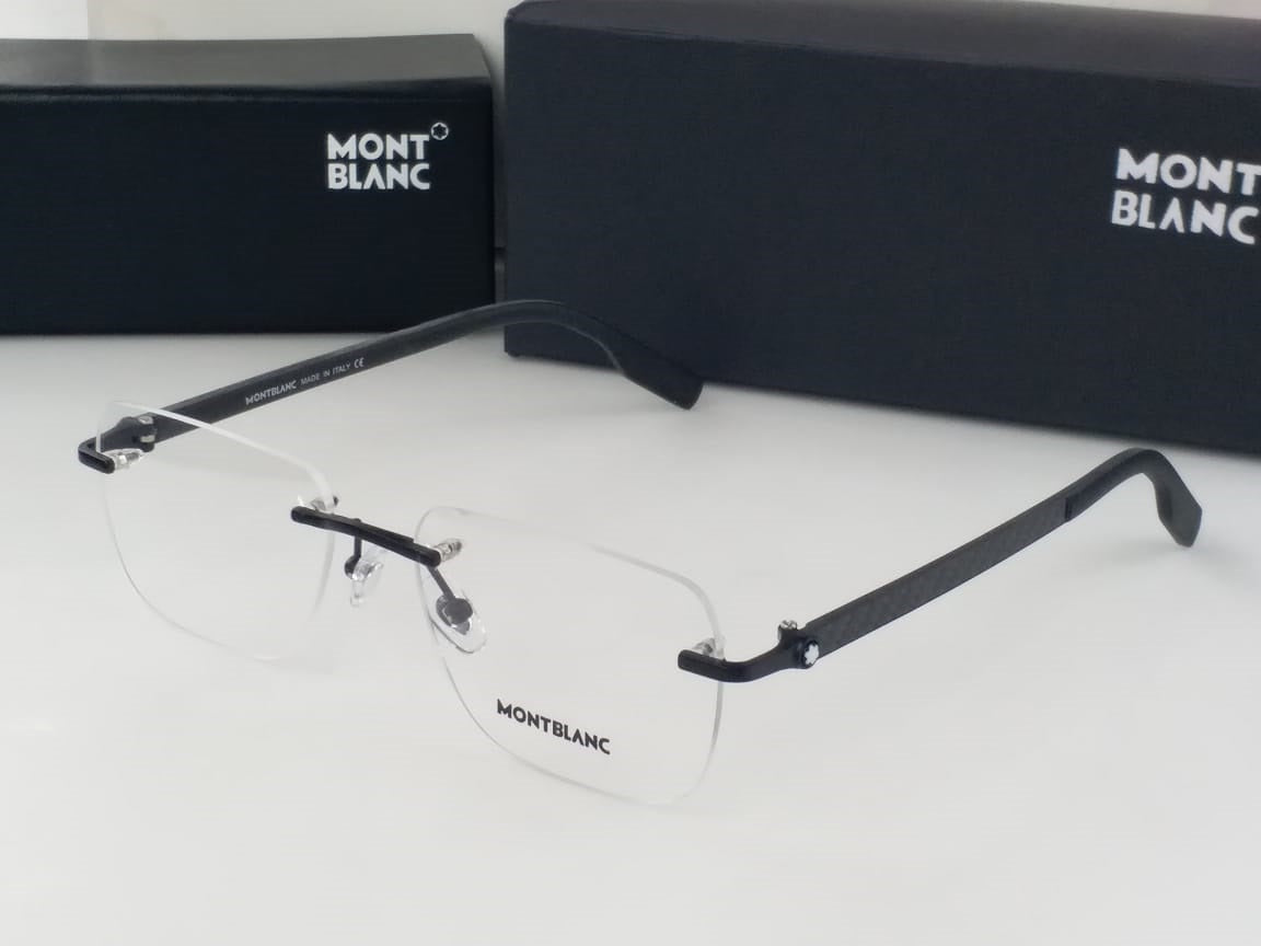 Sleek Black Rimless Glasses for Men and Women