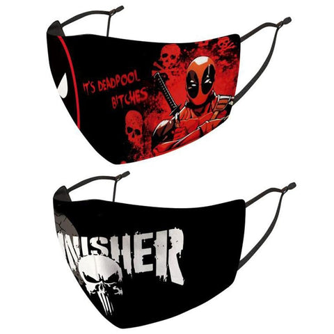 Combo of Deadpool & Punisher Printed Face Mask Washable Reusable Face Mask Cover