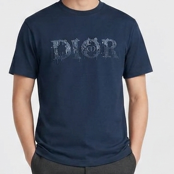 Premium Blue Embroidered Logo Drop Shoulder  T-Shirt for Men